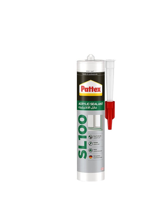 Pattex Sl100 Acrylic Sealant In White, Joint Filler For Interior Use, Ideal For Cracks, Door & Window Frame Sealant, Easy To Use White Sealant, 1X280ml Cartridge