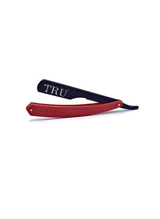 TRU BARBER شفرة حلاقة احترافية بشفرة مستقيمة بشفرة مستقيمة بشفرة 1.5 مم مع حافة مستقيمة متينة وحافة واحدة (أسود وأحمر)  - Image 4