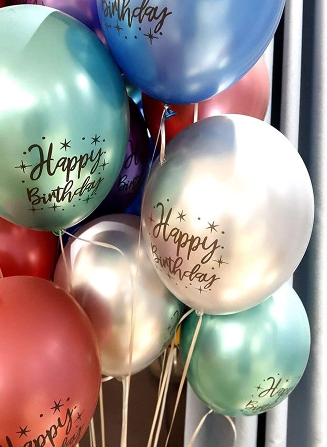 HK balloons Happy Birthday Printed Metallic Chrome Balloons For Birthday Decorations Item Balloons - Pack of 30 - Image 3
