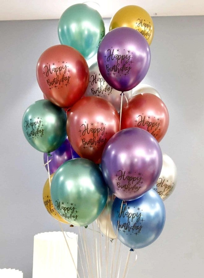 HK balloons Happy Birthday Printed Metallic Chrome Balloons For Birthday Decorations Item Balloons - Pack of 30 - Image 1