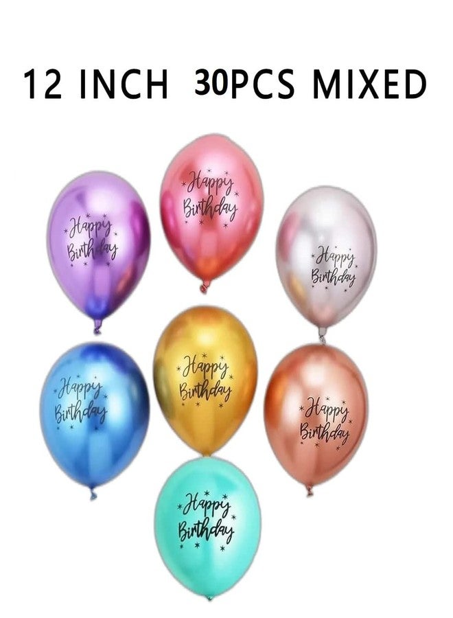 HK balloons Happy Birthday Printed Metallic Chrome Balloons For Birthday Decorations Item Balloons - Pack of 30 - Image 4