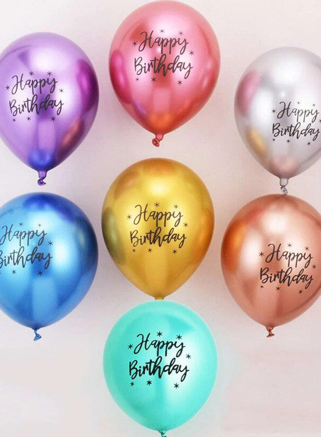 HK balloons Happy Birthday Printed Metallic Chrome Balloons For Birthday Decorations Item Balloons - Pack of 30 - Image 2