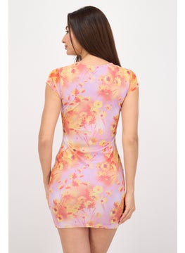 Another Reason Women Floral Print Mini Dress, Lavender Combo  - Image 4