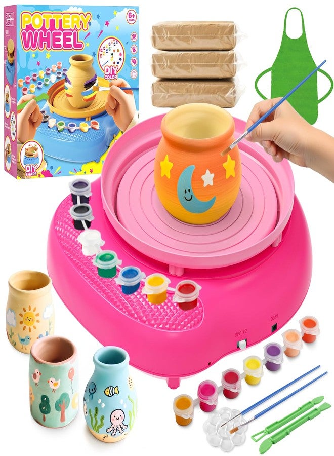 Weilim Pottery Wheel for Kids Complete DIY Pottery Painting Kit for Ages 8-12 Beginners with 3 Air-Dry Clay Packs and Tools, Arts Supplies Toys Birthday Easter Gift for Boys Girls 6+ Years Old (Pink) - Image 1