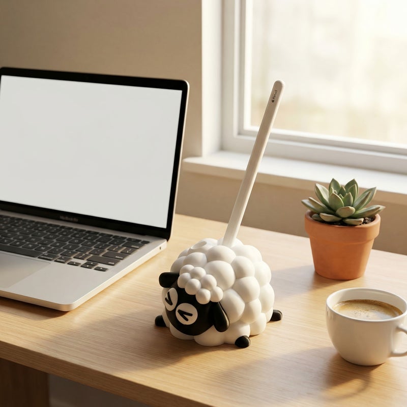 Black Sheep Shaped Ipad Stand Cartoon Desktop Organizer Compatible With Apple Pencil Holder - Image 1