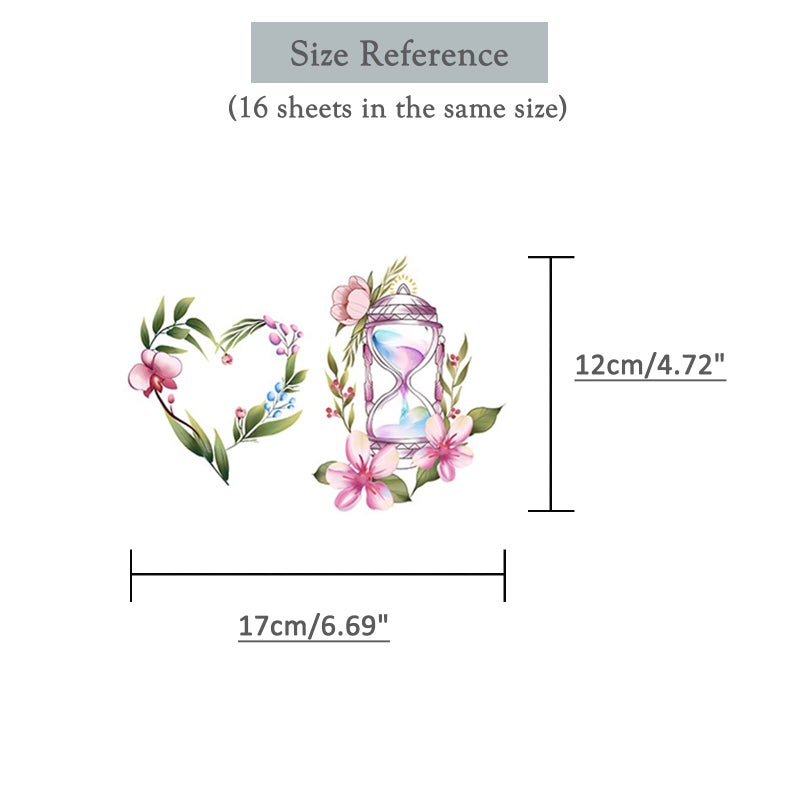 Roarhowl 46 pattern Fun tattoo  Flower Temporary Tattoos  Fake Tattoos for Women Girls 16 Sheets - Image 5