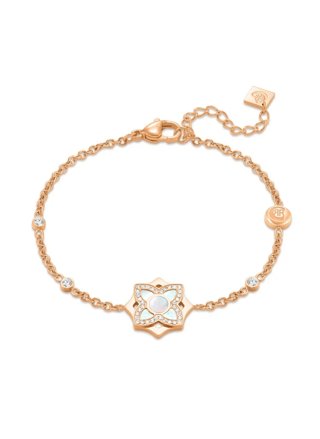 شيروتي 1881 Ottavia Rose Gold-Plated Bracelet, White Mother of Pearl Floral Charm For Women