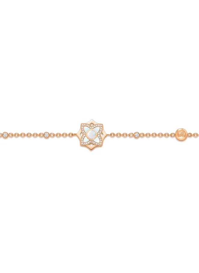 شيروتي 1881 Ottavia Rose Gold-Plated Bracelet, White Mother of Pearl Floral Charm For Women