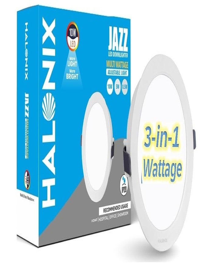 Halonix Polycarbonate Jazz Dimmable 10W, 5W, 0.5W Multi-Wattage 3-in-1 Ceiling Light for Hall | Cutout- 4 Inch | Recessed Ceiling Light | Ceiling Lights for Room | Pack 1 - Image 1