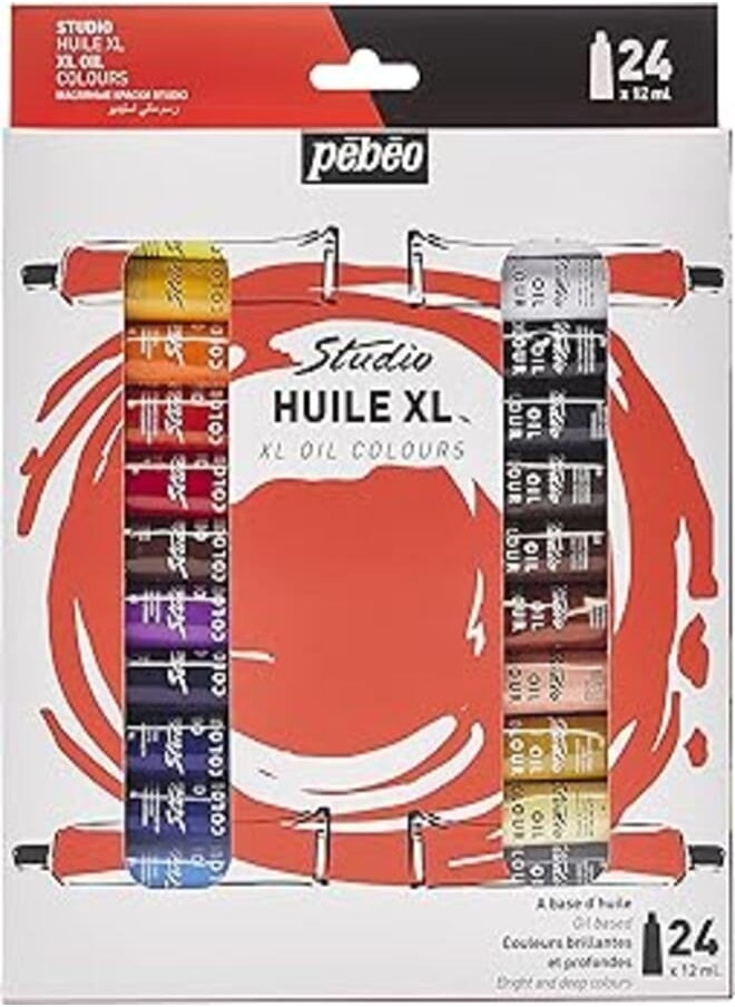 Pebeo Pébéo – XL Oil Studio - Oil Paint Set for Professional Artists and Hobby Painters – 24 colours, 12 ml 