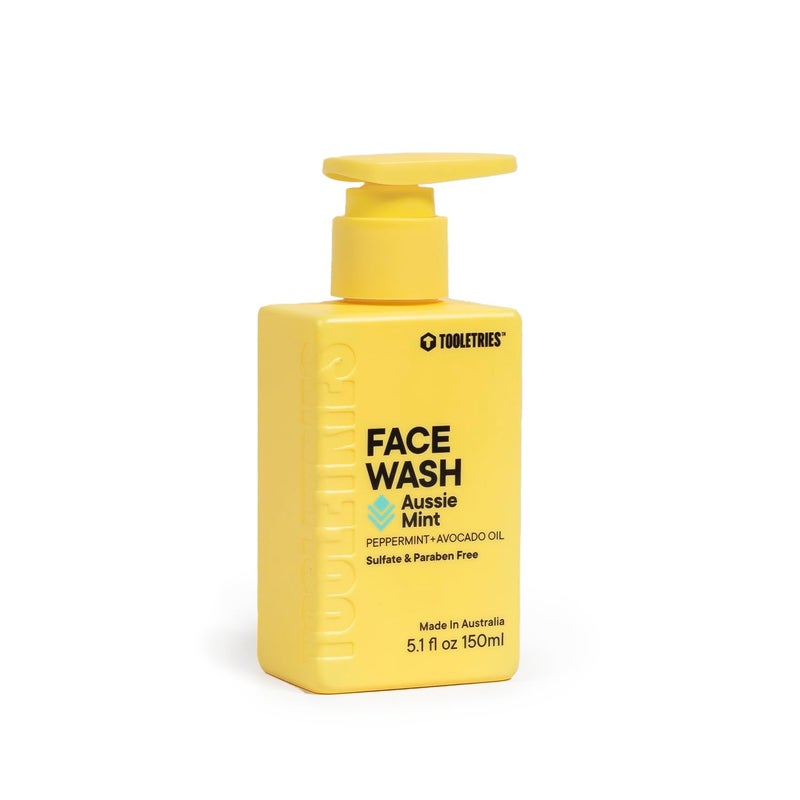 Tooletries Hydrating Men’s Face Wash - Aussie Mint Scent - Sulphate Free, Paraben Free - Moisturising with Peppermint & Avocado Oil - Naturally Foaming, Deep Cleansing - 150ml