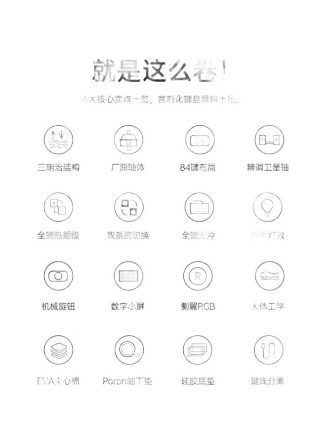 Langtu Lt84 White Ice Blue Wired Mechanical Keyboard, Gaming And Office Keyboard, Hot-Swappable Keyboard, Silver Gray Switch - Image 1