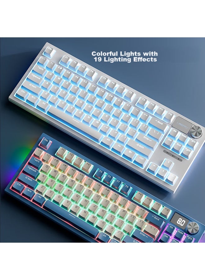 Langtu Lt84 White Ice Blue Wired Mechanical Keyboard, Gaming And Office Keyboard, Hot-swappable Keyboard, Silver Gray Switch - Image 5
