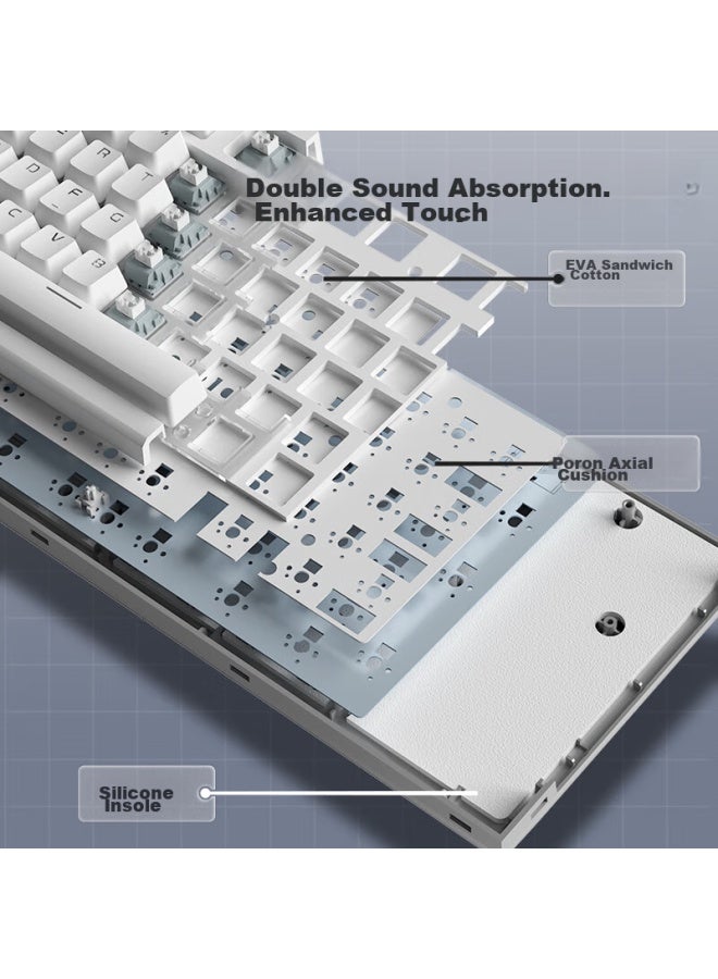 Langtu Lt84 White Ice Blue Wired Mechanical Keyboard, Gaming And Office Keyboard, Hot-swappable Keyboard, Silver Gray Switch - Image 3