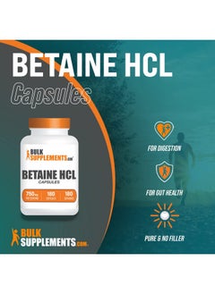 BULKSUPPLEMENTS.COM Betaine Hcl Capsules Betaine Hydrochloride Supplement Hcl Supplement Betaine Pills Digestive Enzyme Supplements 1 Betaine Capsule Per Serving 750Mg 180 Capsules  - Image 3