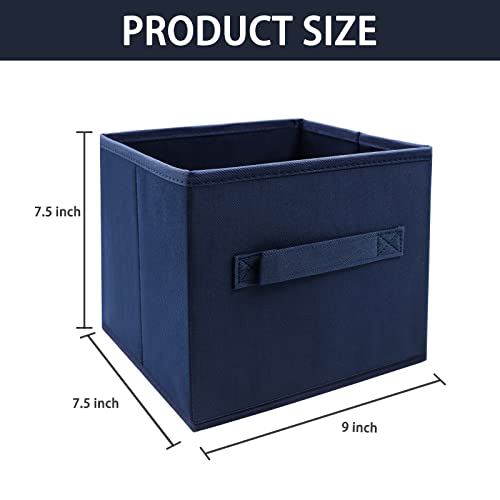 EBIGIC Small Storage Bins,Collapsible Fabric Storage Organizer 9.0"x7.5"x7.5" 3 Pack,Mini Storage Box,fit for closet, living room, bookshelf, Kids clothes and toys storage and organization Blue - Image 2