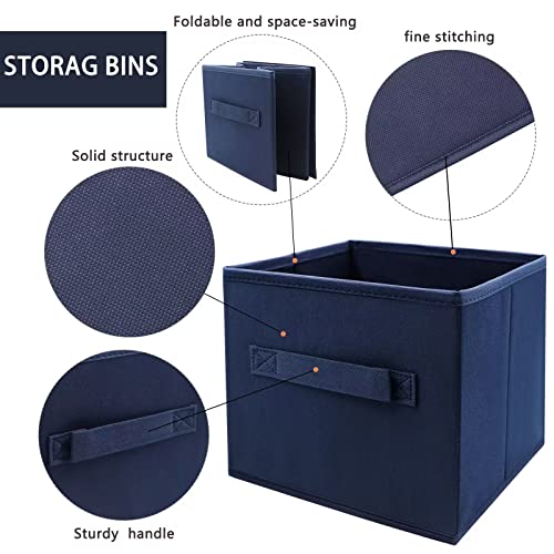 EBIGIC Small Storage Bins,Collapsible Fabric Storage Organizer 9.0"x7.5"x7.5" 3 Pack,Mini Storage Box,fit for closet, living room, bookshelf, Kids clothes and toys storage and organization Blue - Image 3
