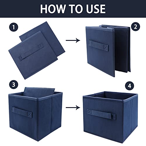 EBIGIC Small Storage Bins,Collapsible Fabric Storage Organizer 9.0"x7.5"x7.5" 3 Pack,Mini Storage Box,fit for closet, living room, bookshelf, Kids clothes and toys storage and organization Blue - Image 4