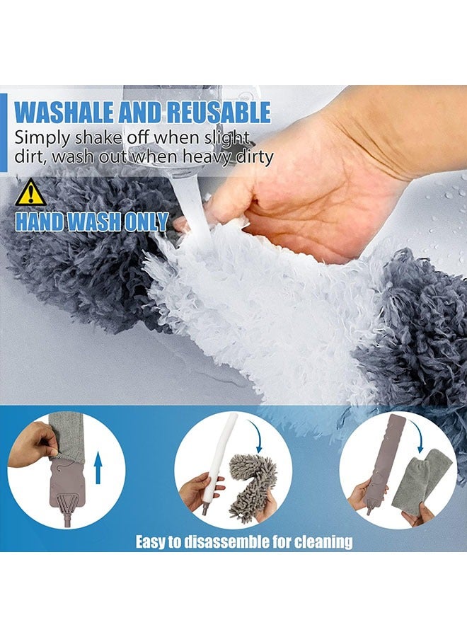 Loquat 6 Pack Washable Telescopic Duster Bendable Microfiber Feather Duster Ceiling Fan Duster Retractable Cleaning Dust Collector Combination Kit for Cleaning High or Low Places - Image 4