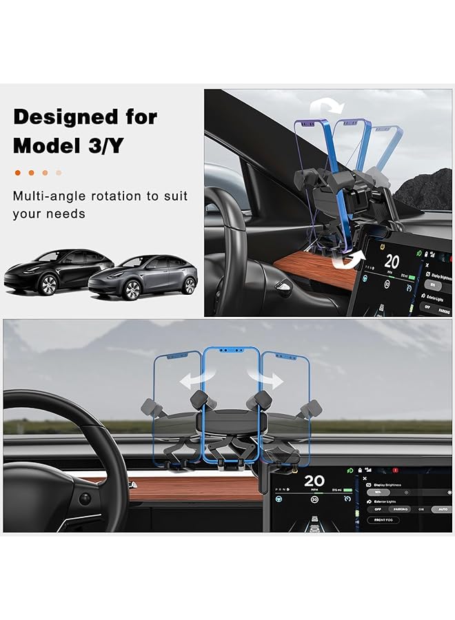 KASTWAVE Tesla Phone Mount, Car Phone Holder Compatible With Model 3/Y Phone Mount, Adjustable 360° Cell Phone Holder For Most Car Screens, Tesla 3/Y Accessories Fits For All Iphone & Android Phones - Image 5