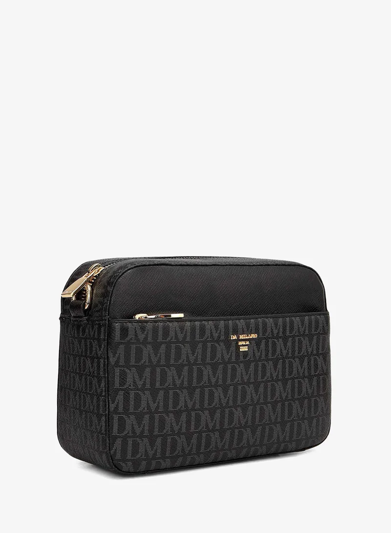 Da Milano  Small Monogram Franzy Leather Sling - Black  | Best Price UAE