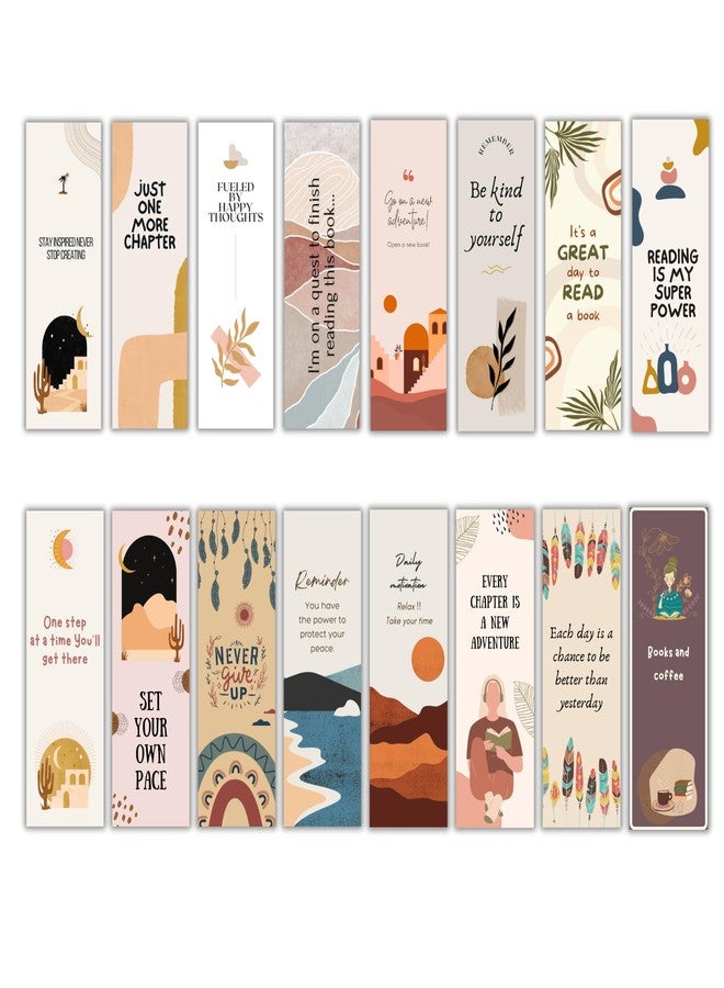 EKDALI Bookmarks Set of 16| 350 GSM Thick Book Marks| Matte Finish| NO Repeat Designs| Boho Theme Bookmark | Size 2 x 6 inches - Image 1