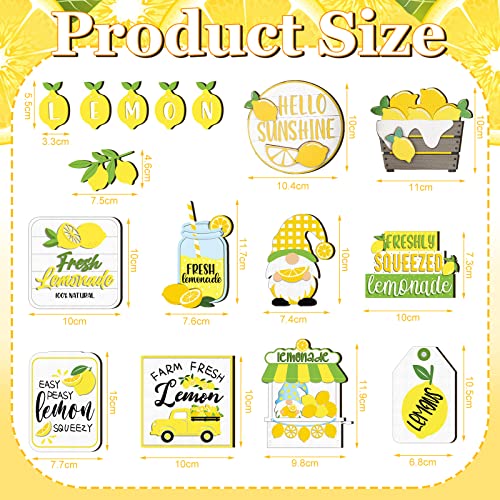 Kajaia Farmhouse Tiered Tray Decor Set Home Wooden Signs Rustic Sweet Home Tabletop Wooden Block Sign for Table Decor(Lemon) - Image 2