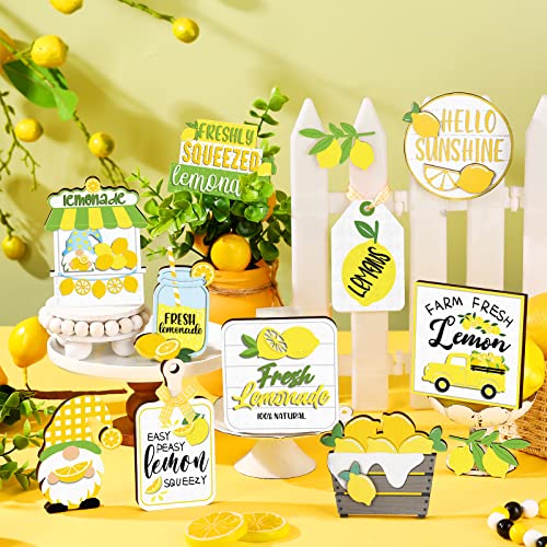 Kajaia Farmhouse Tiered Tray Decor Set Home Wooden Signs Rustic Sweet Home Tabletop Wooden Block Sign for Table Decor(Lemon) - Image 5