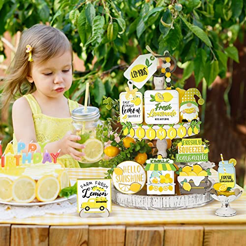 Kajaia Farmhouse Tiered Tray Decor Set Home Wooden Signs Rustic Sweet Home Tabletop Wooden Block Sign for Table Decor(Lemon) - Image 4