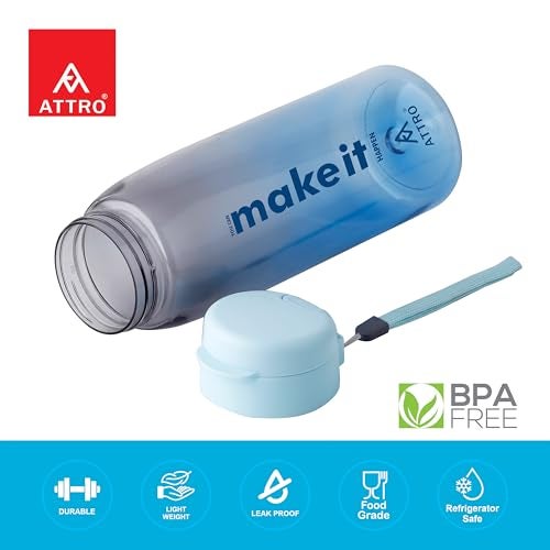 ATTRO Sip Star Plastic Water Bottle – 1000ml, Blue, BPA Free, Leak-Proof, Durable Sports & Travel Bottle, Ideal for Gym, Office, School, Outdoor & Daily Use - Image 2