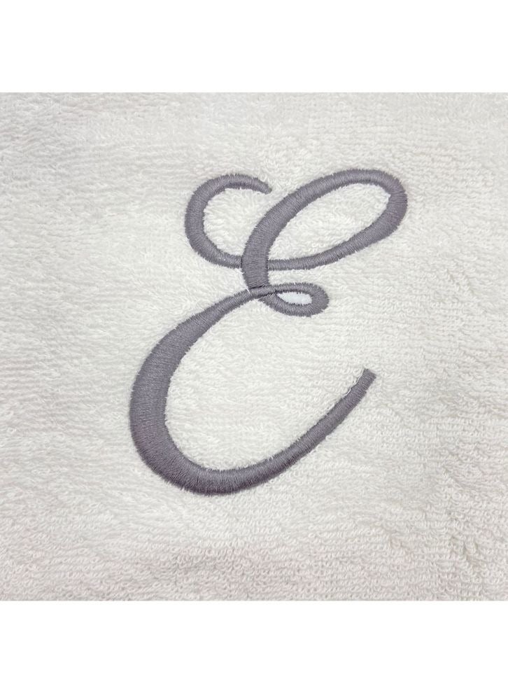 BYFT Embroidered For You (White) Luxury Monogrammed Towels (Set of 1 Hand & 1 Bath Towel) 100% Cotton, Highly Absorbent and Quick dry Bath Linen -600 Gsm (Silver Letter E) - Image 3