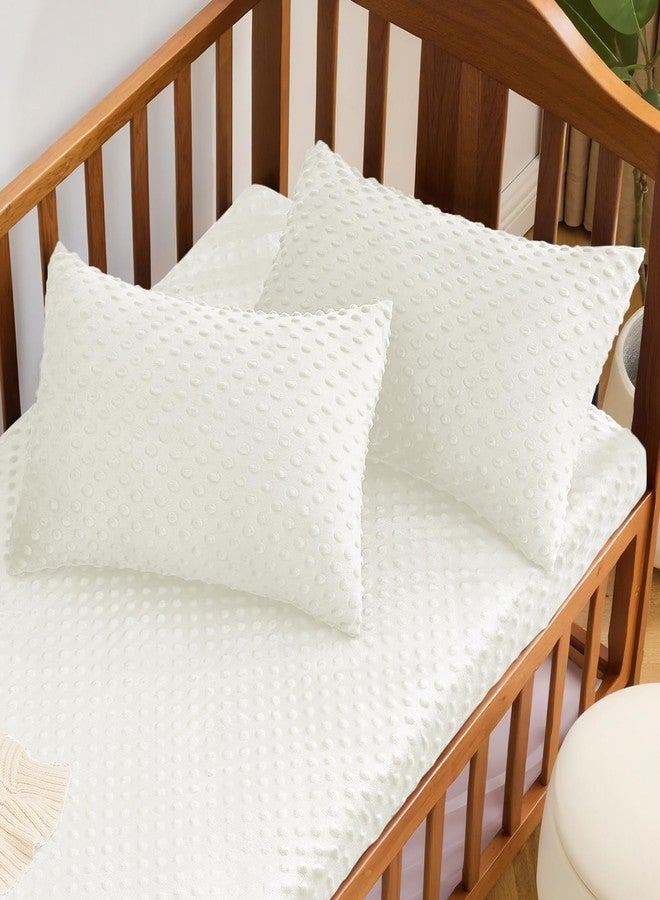 Entisn Toddler Pillowcase 13 x 18 Inch, 2 Pack Minky Dot Toddler Pillow Covers with Zipper Closure, Soft Fleece Pillow Shams for Nursery, Girls, Boys (White) - Image 5