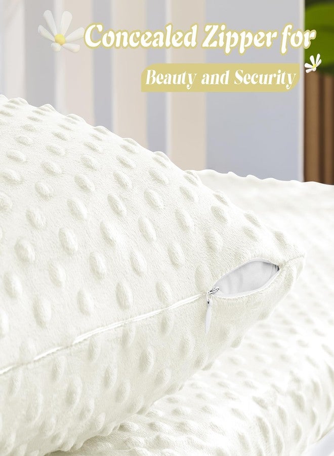 Entisn Toddler Pillowcase 13 x 18 Inch, 2 Pack Minky Dot Toddler Pillow Covers with Zipper Closure, Soft Fleece Pillow Shams for Nursery, Girls, Boys (White) - Image 3
