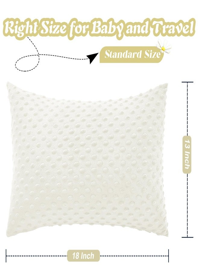 Entisn Toddler Pillowcase 13 x 18 Inch, 2 Pack Minky Dot Toddler Pillow Covers with Zipper Closure, Soft Fleece Pillow Shams for Nursery, Girls, Boys (White) - Image 2