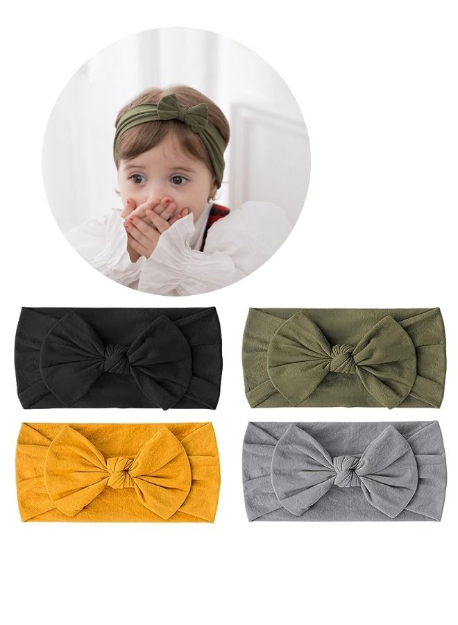 Generic 4PCS Baby Nylon Headbands Hairbands, Baby Bow Headband, Hair Bow Elastics Handmade Hair Accessories for Baby Girls Newborn Infant Toddlers Kids - Image 1