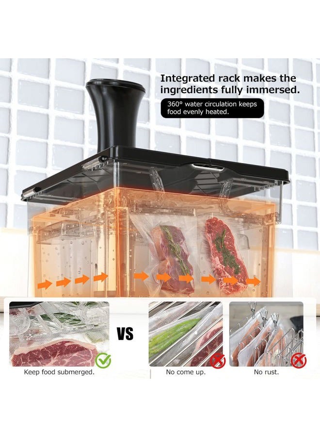 Vpcok Direct Sous Vide Container with Lid Double-Door-Opening Design Sous Vide Containers with Built- in Rack 11.65QT Sous Vide Pot Slow Cooker Container Compatible with Most Sous Vide Cookers - Image 5
