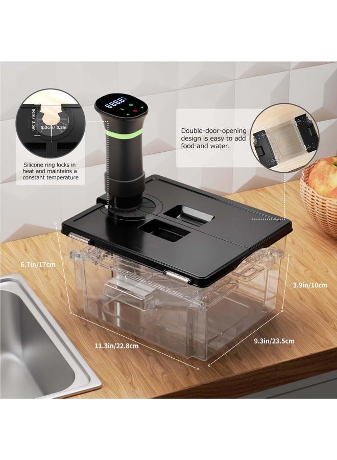 Vpcok Direct Sous Vide Container with Lid Double-Door-Opening Design Sous Vide Containers with Built- in Rack 11.65QT Sous Vide Pot Slow Cooker Container Compatible with Most Sous Vide Cookers - Image 2