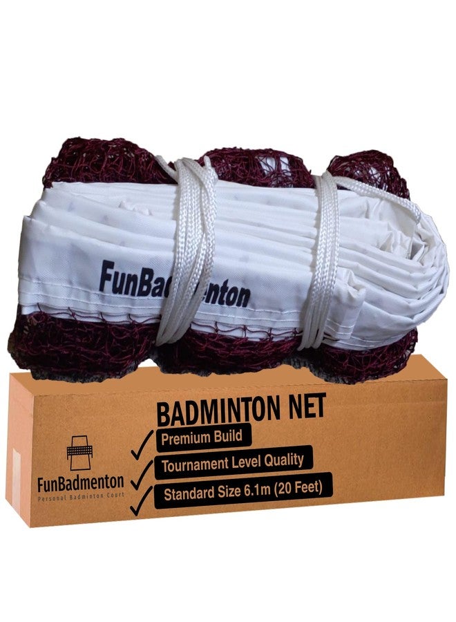 FunBadmenton Elite Badminton Net, Official Size, Nylon Badminton Net for Indoor & Outdoor Court, Tournament, Practice & Training Use, Professional Shuttle Net for Players & Clubs - Image 1