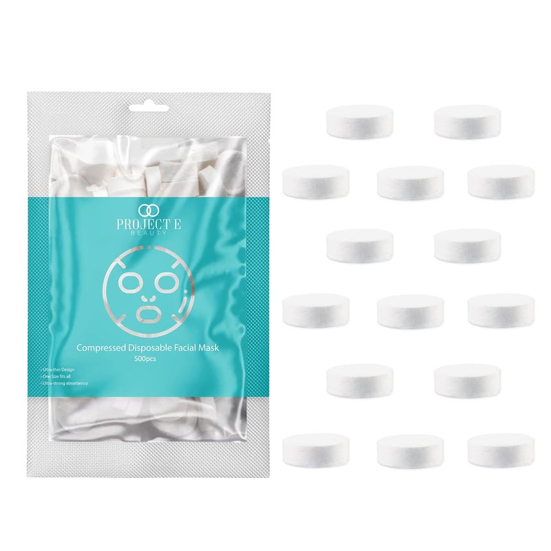 Project E Beauty Project E Beauty 500pcs Disposable Compressed Facial Mask DIY Sheet Mask  Cotton Mask for Travel  Home Use  Cosmetic Facial Paper for Toner Serum or Lotion 500 Compressed Facial Mask