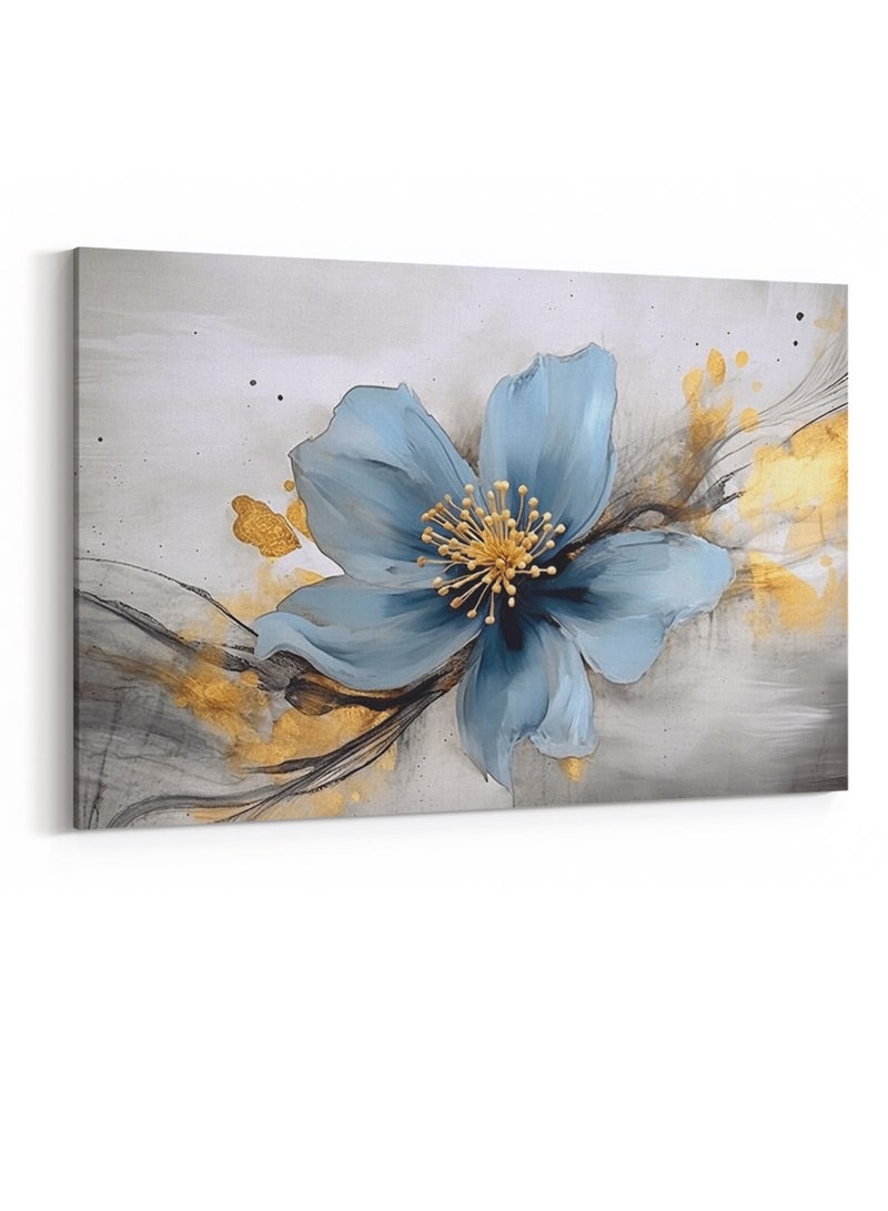 لوحة كانفاس على إطار خشبي بتصميم زهرة زرقاء - Image 4
