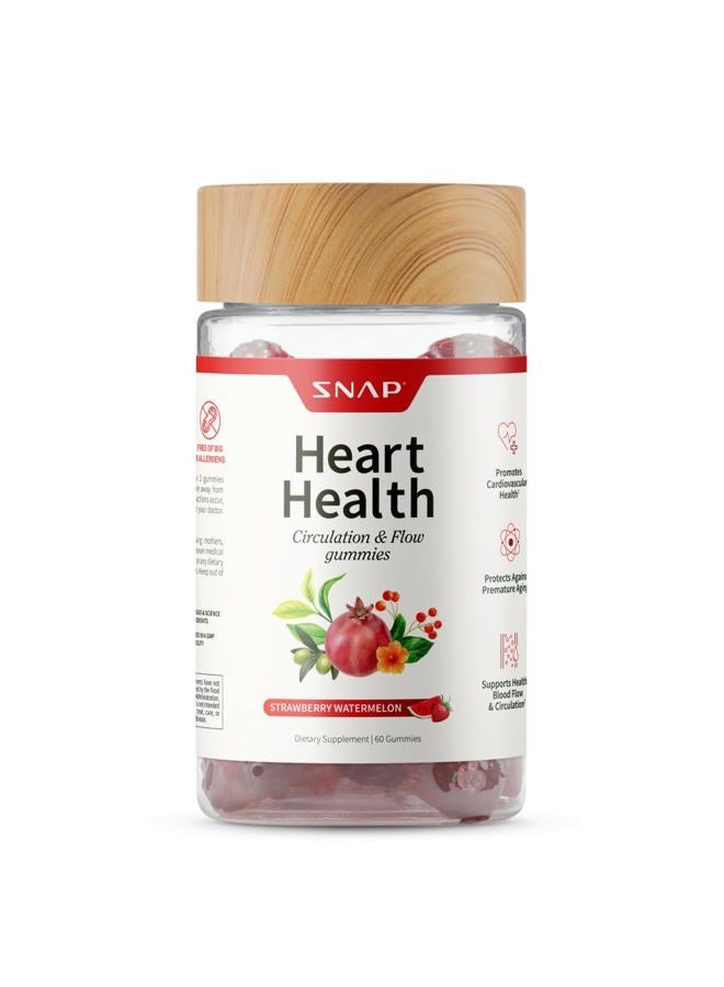 SNAP SUPPLEMENTS Heart Health Gummies, Blood Circulation Supplements, CoQ10 Heart Health Supplements, Blood Flow Supplement, Sugar Free, 60 Gummies - Image 1