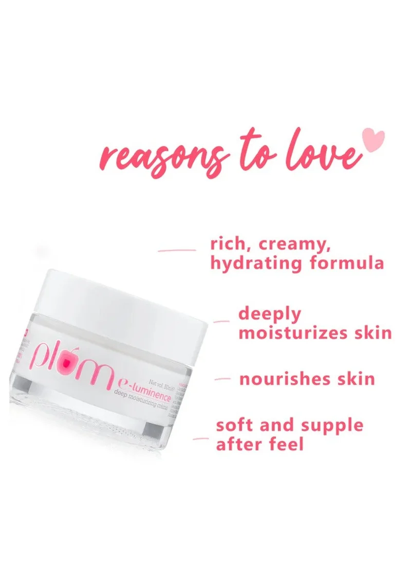 Plum Plum E-Luminence Deep Moisturizing Cream Ultra-hydrating Face Moisturizer For Normal Dry and Sensitive Skin Rich in Vitamin E Nourishes Skin Combats Drynes Smoothens Skin, White 50ml