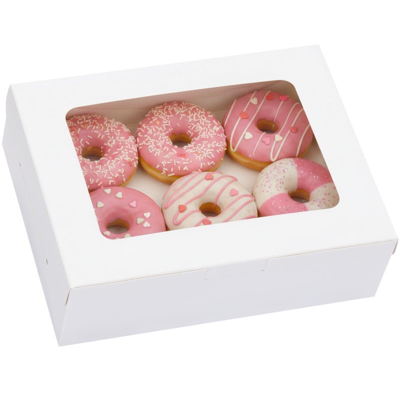 TOMNK 12pcs 8x6x2.5 Inches Bakery Boxes with Window, Cookie Boxes for Chocolate Strawberries, Donuts, Cupcakes, Muffins and Dessert - Image 1