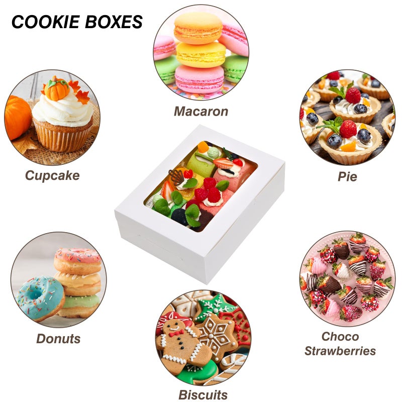 TOMNK 12pcs 8x6x2.5 Inches Bakery Boxes with Window, Cookie Boxes for Chocolate Strawberries, Donuts, Cupcakes, Muffins and Dessert - Image 4