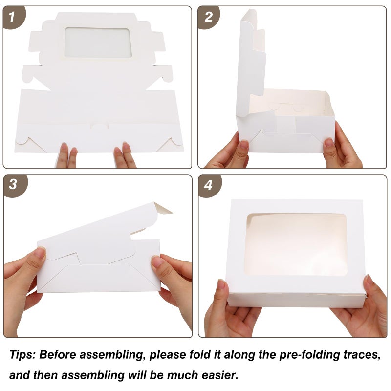 TOMNK 12pcs 8x6x2.5 Inches Bakery Boxes with Window, Cookie Boxes for Chocolate Strawberries, Donuts, Cupcakes, Muffins and Dessert - Image 3