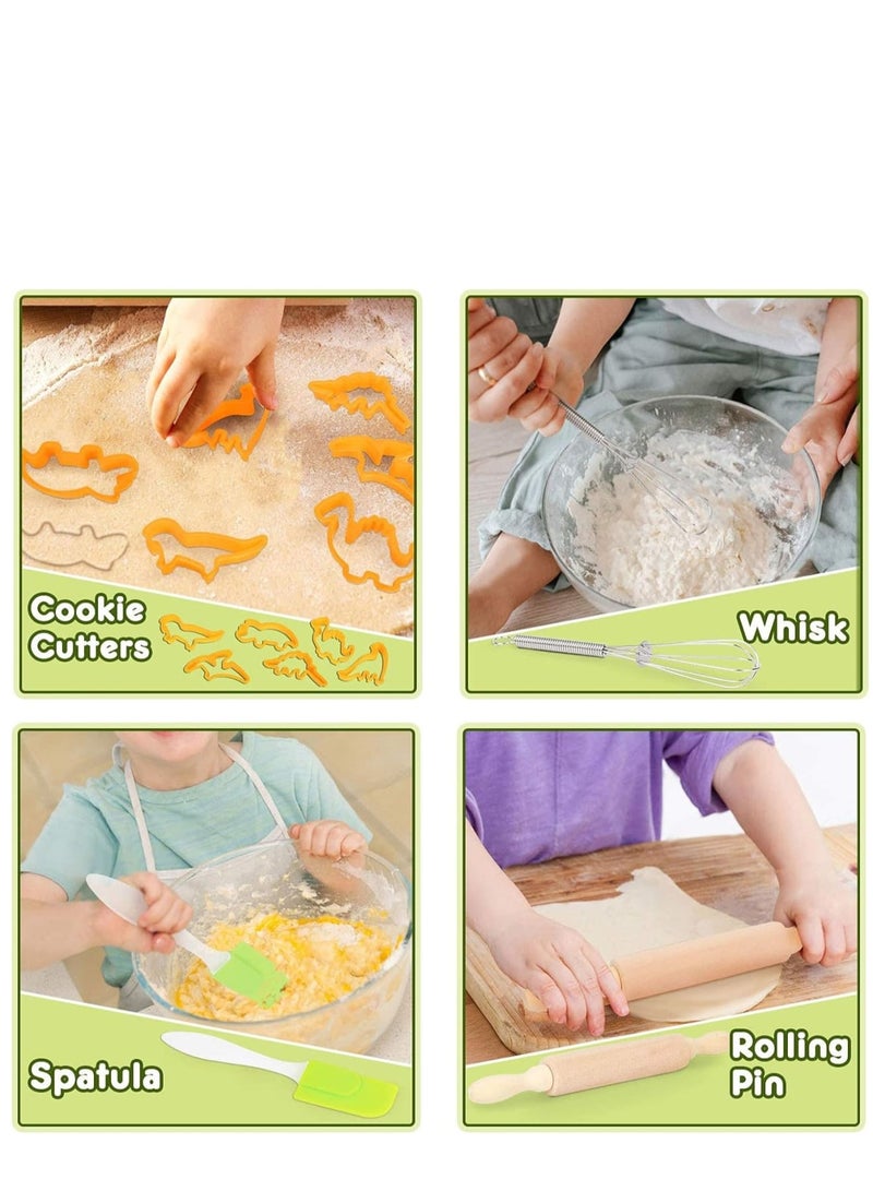 Zikra Kids Baking Chef Set, 26Pcs with Dinosaur Apron Hat Role Play Cooking Chef Cooking Dress Up Toys, Pretend Play Kitchen Toys Gifts for Boys Girls Aged 3-8 - Image 5