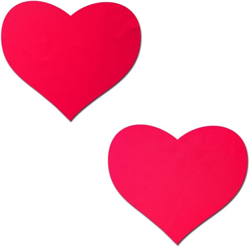PASTEASE Store Heart Pasties - Neon Red Heart Nipple Covers for Festivals, Raves, & Lingerie | Halloween Accessory | Latex Free & Made in USA (Neon Red UV Reactive Heart) - Image 1