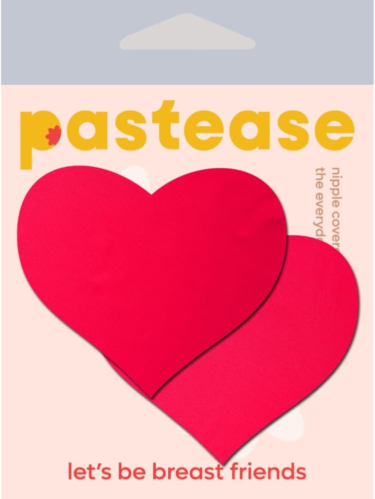 PASTEASE Store Heart Pasties - Neon Red Heart Nipple Covers for Festivals, Raves, & Lingerie | Halloween Accessory | Latex Free & Made in USA (Neon Red UV Reactive Heart) - Image 3