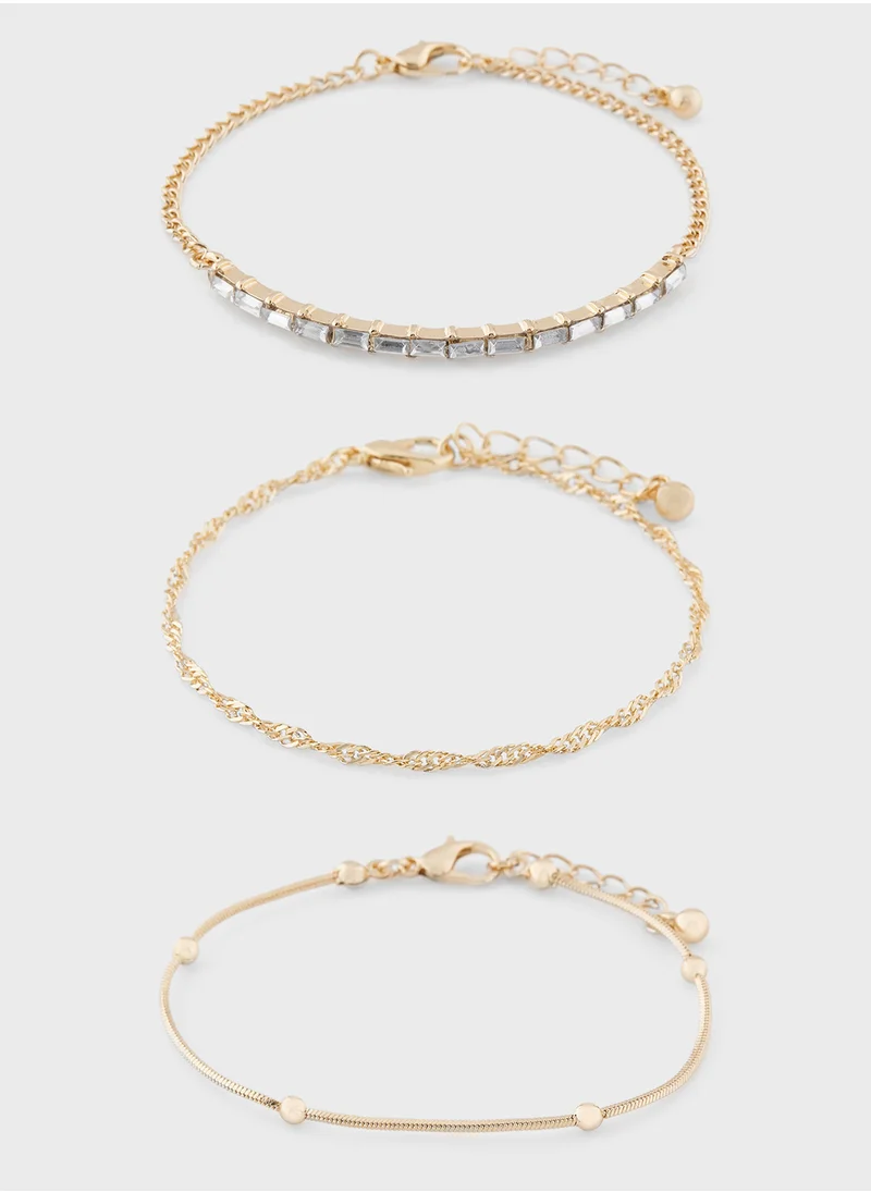 ايلا 3 Pack Mix Chain Stone  Bracelet