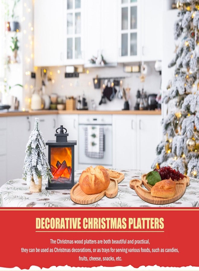 FOBSME 2 Pcs Christmas Serving Trays Santa Hat and Winter Mitten Shape Charcuterie Boards Decorative Wooden Serving Platter Pine Wood Snack Dish Plates for Xmas Holiday Housewarming Present,12.6 Inch - Image 5